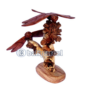 Wooden 2 Dragonflys, With Parasite Stand Wood