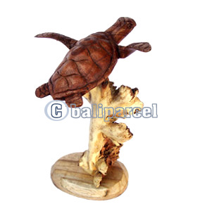 Woode Turtle With Parasite Stand Wood