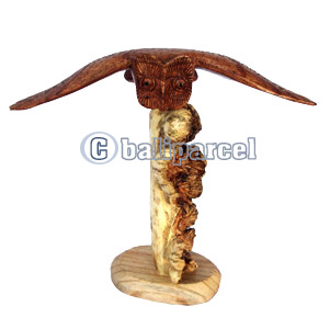Wooden Owl With Parasite Stand Wood