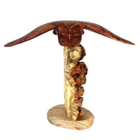 Wooden Owl With Parasite Stand Wood