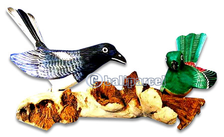 Handpainted 2 Of Birds, With Parasite Wood