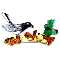 Handpainted 2 Of Birds, With Parasite Wood