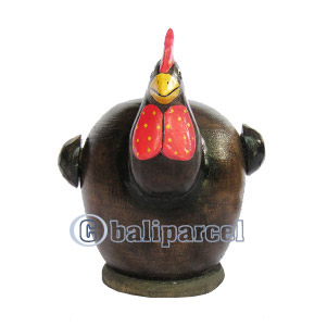 Wooden Coins Box Chicken, Hand Carved From Albesia Wood