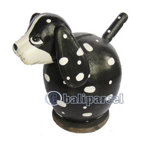 Wooden Coins Box Dog, Hand Carved From Albesia Wood