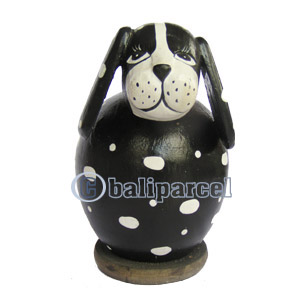 Wooden Coins Box Dog, Hand Carved From Albesia Wood