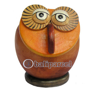 Wooden Coins Box Owl, Hand Carved From Albesia Wood