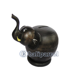 Wooden Coins Box Elephant, Hand Carved From Albesia Wood