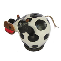 Wooden Coins Box Cow, Hand Carved From Albesia Wood