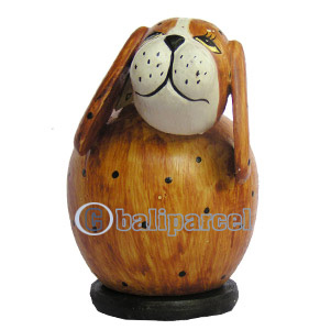Wooden Coins Box Dog, Hand Carved From Albesia Wood