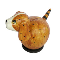 Wooden Coins Box Dog, Hand Carved From Albesia Wood