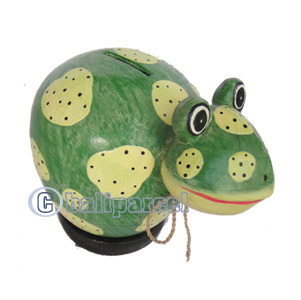 Wooden Coins Box Frog, Hand Carved From Albesia Wood