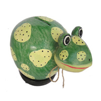 Wooden Coins Box Frog, Hand Carved From Albesia Wood