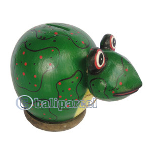 Wooden Coins Box Frog, Hand Carved From Albesia Wood