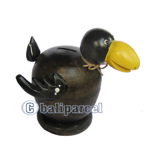 Wooden Coins Box Duck, Hand Carved From Albesia Wood