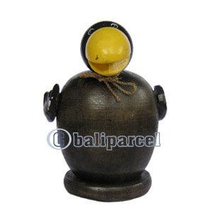 Wooden Coins Box Duck, Hand Carved From Albesia Wood
