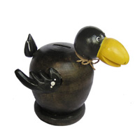 Wooden Coins Box Duck, Hand Carved From Albesia Wood