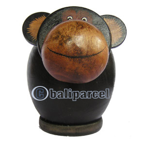 Wooden Coins Box Monkey, Hand Carved From Albesia Wood