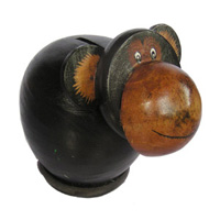 Wooden Coins Box Monkey, Hand Carved From Albesia Wood