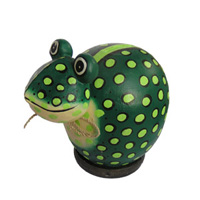 Wooden Coins Box Frog, Hand Carved From Albesia Wood