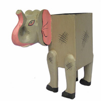 Wooden Coins Box Elephant, Hand Carved From Albesia Wood