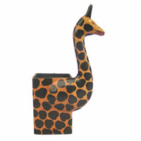 Wooden Coins Box Giraffe, Hand Carved From Albesia Wood