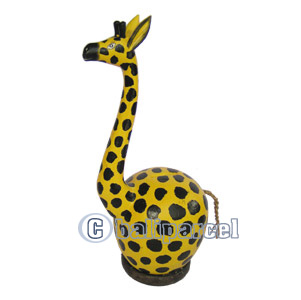 Wooden Coins Box Giraffe, Hand Carved From Albesia Wood