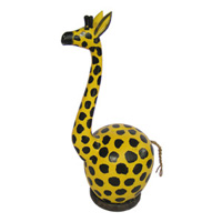 Wooden Coins Box Giraffe, Hand Carved From Albesia Wood