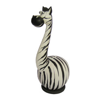 Wooden Coins Box Zebra, Hand Carved From Albesia Wood