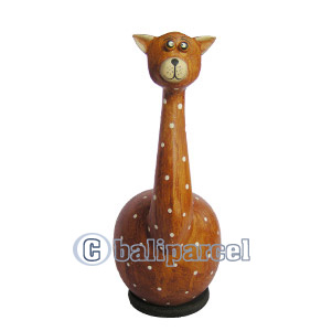 Wooden Coins Box Cat, Hand Carved From Albesia Wood