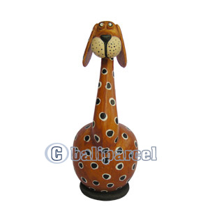 Wooden Coins Box Dog, Hand Carved From Albesia Wood