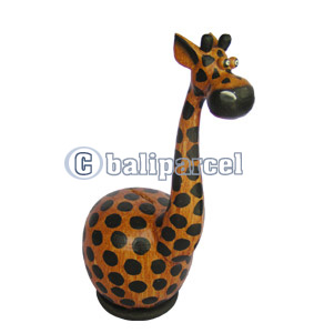 Wooden Coins Box Giraffe, Hand Carved From Albesia Wood