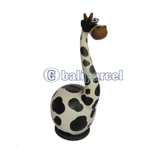 Wooden Coins Box Cow, Hand Carved From Albesia Wood