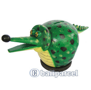 Wooden Coins Box Crocodile, Hand Carved From Albesia Wood