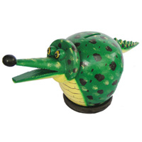 Wooden Coins Box Crocodile, Hand Carved From Albesia Wood