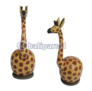 Wooden Coins Box Giraffe, Hand Carved From Albesia Wood