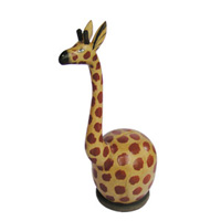 Wooden Coins Box Giraffe, Hand Carved From Albesia Wood