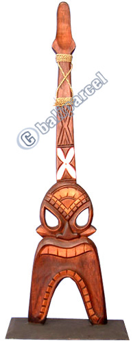 Wooden Tiki Guitar, Hand Carved From Albesia Wood