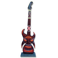 Wooden Tiki Guitar, Hand Carved From Albesia Wood