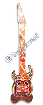 Wooden Tiki Guitar, Hand Carved From Albesia Wood