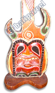 Wooden Tiki Guitar, Hand Carved From Albesia Wood
