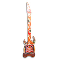 Wooden Tiki Guitar, Hand Carved From Albesia Wood