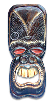 Wooden Tiki Mask, Hand Carved From Albesia Wood