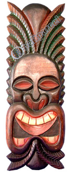Wooden Tiki Mask, Hand Carved From Albesia Wood