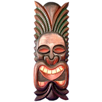 Wooden Tiki Mask, Hand Carved From Albesia Wood