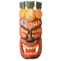 Wooden Tiki Mask, Hand Carved From Albesia Wood