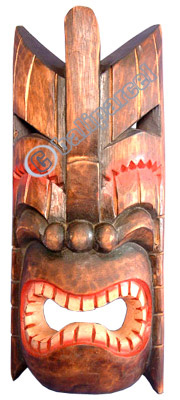 Wooden Tiki Mask, Hand Carved From Albesia Wood