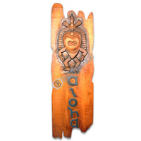 Wooden Tiki Wallhanging, Hand Carved From Albesia Woodv