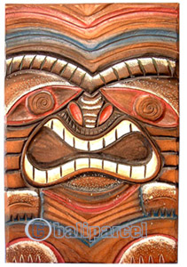 Wooden Tiki Wallhanging, Hand Carved From Albesia Wood