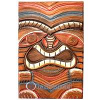 Wooden Tiki Wallhanging, Hand Carved From Albesia Wood