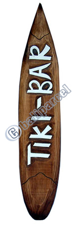 Wooden Tiki Surf Board, Hand Carved From Albesia Wood